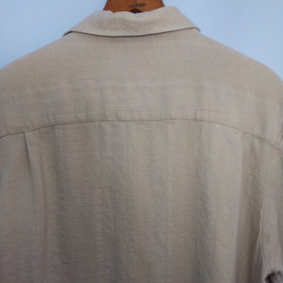 Ron Chereskin Men's Shirt XXL* Beige Linen/Rayon Short Sleeve Button Up Casual - Picture 9 of 12